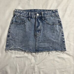 SHEIN Frayed Hem Denim Mini Skirt